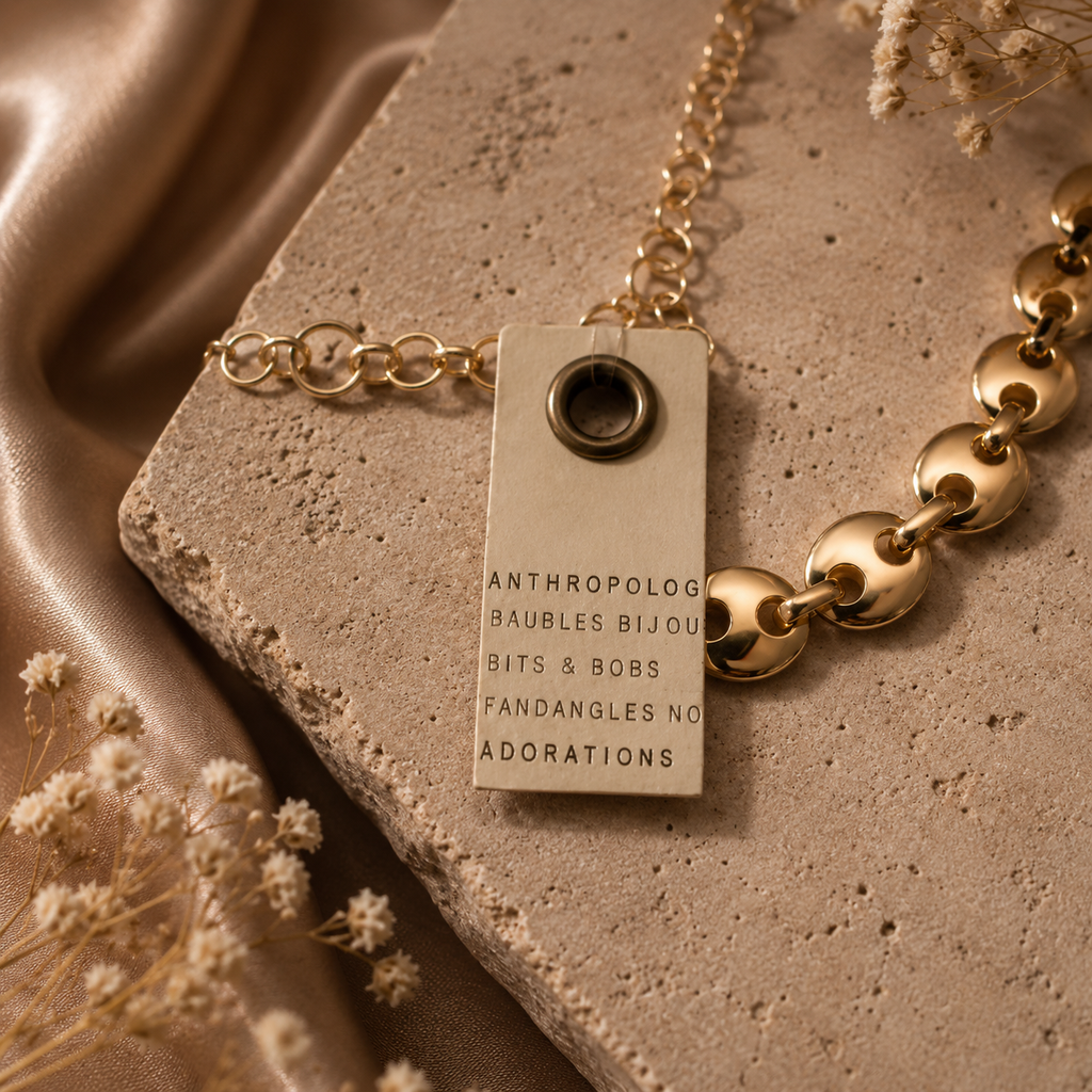 Chunky Resin Chain Necklace – Gold & Brown