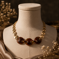 Chunky Resin Chain Necklace – Gold & Brown
