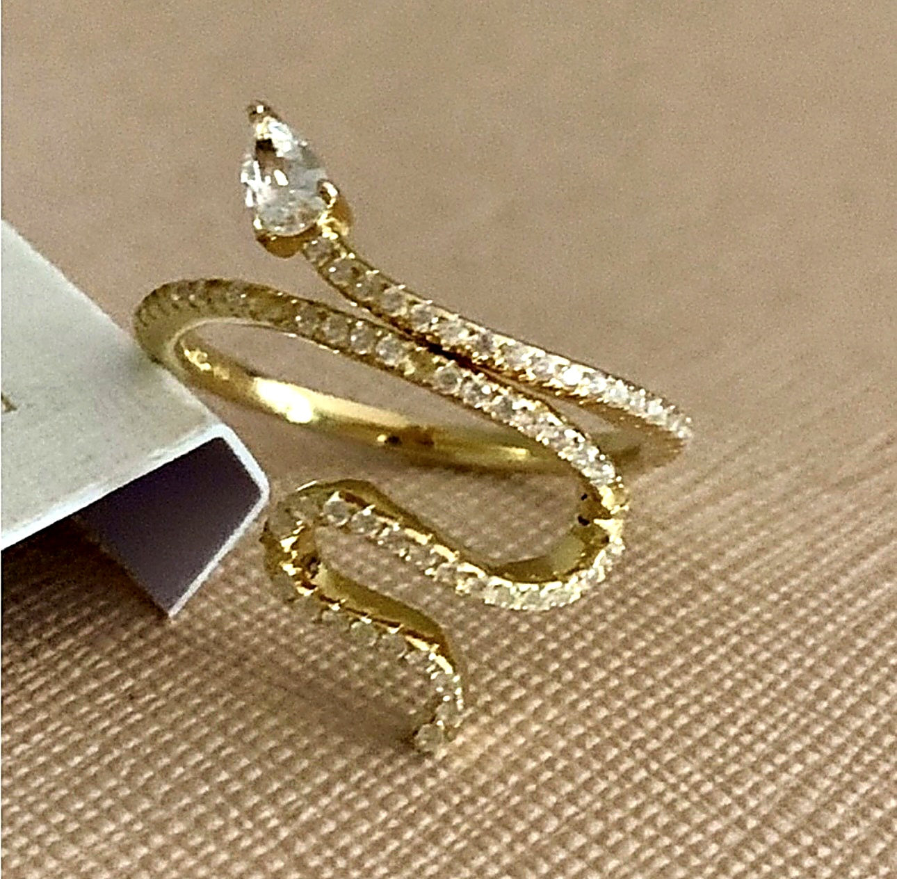 Crystal Snake Wrap Ring – Gold