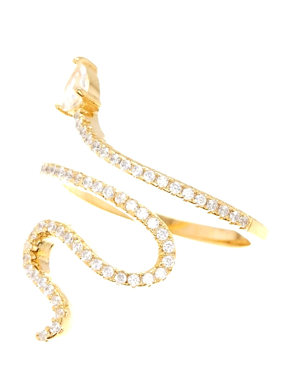 Crystal Snake Wrap Ring – Gold