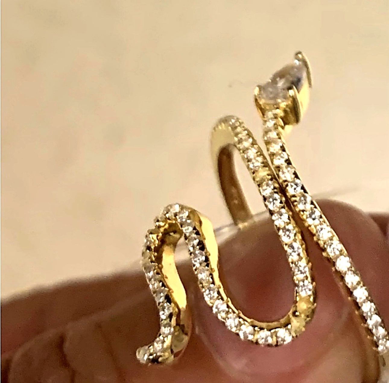 Crystal Snake Wrap Ring – Gold