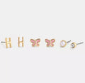 Coach H Initial Stud Earrings Set (Gold & Pink) – 3 Pair Set | NWT