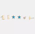Coach E Initial Stud Earrings Set (Gold & Blue) – 3 Pair Set | NWT
