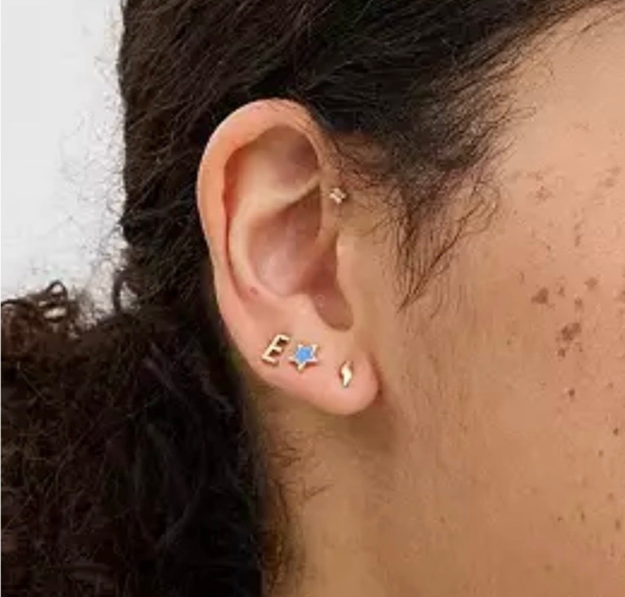 Coach E Initial Stud Earrings Set (Gold & Blue) – 3 Pair Set | NWT