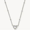 Kendra Scott Mini Ari Heart Necklace Silver Mother of Pearl