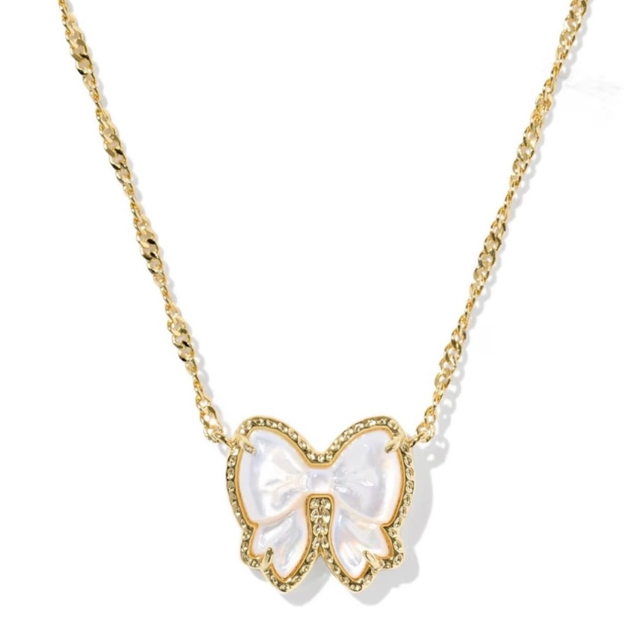 Kendra Scott Haley Bow Necklace Gold Mother of Pearl