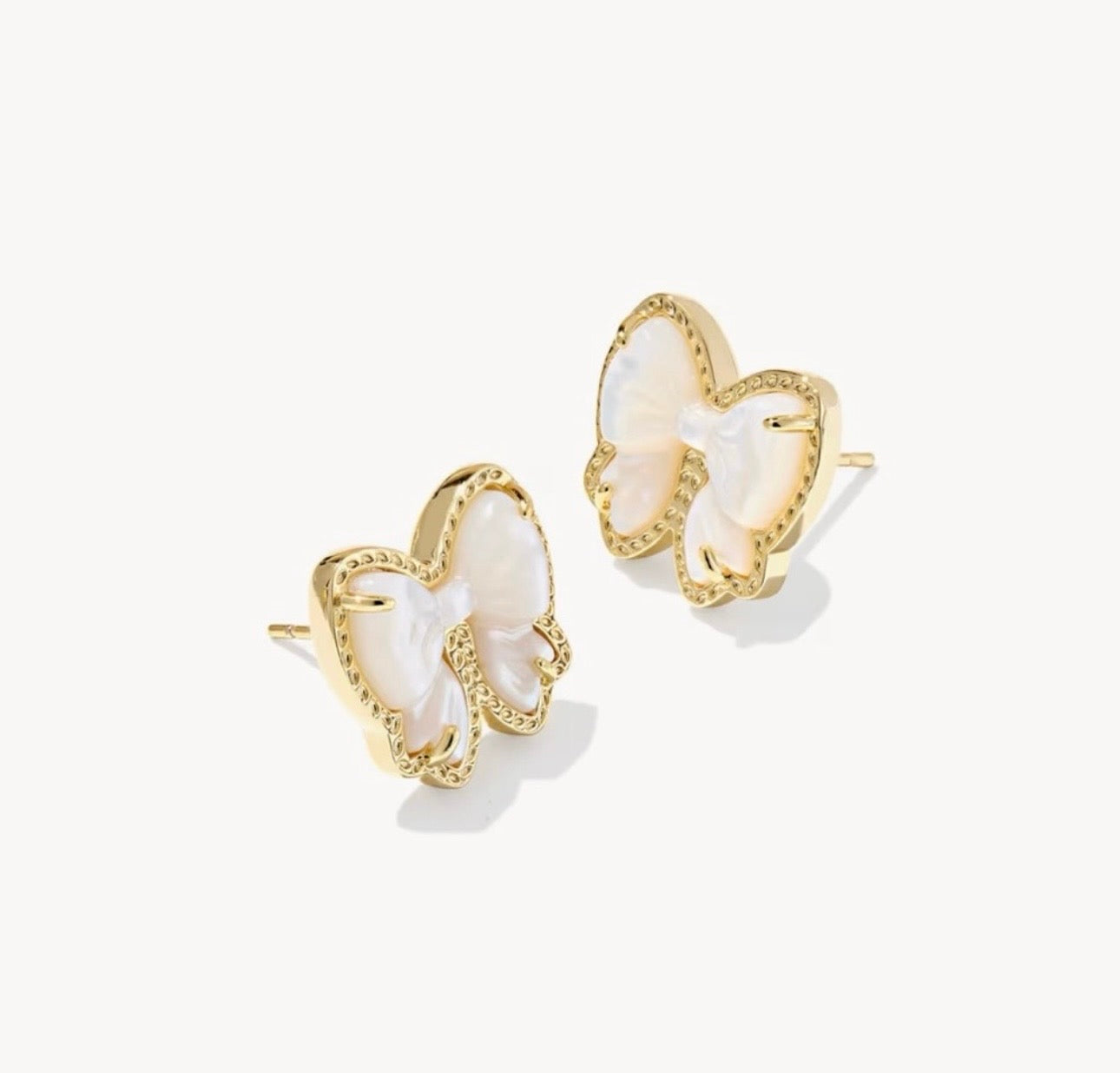 Kendra Scott Haley Bow Stud Earrings Gold Mother of Pearl