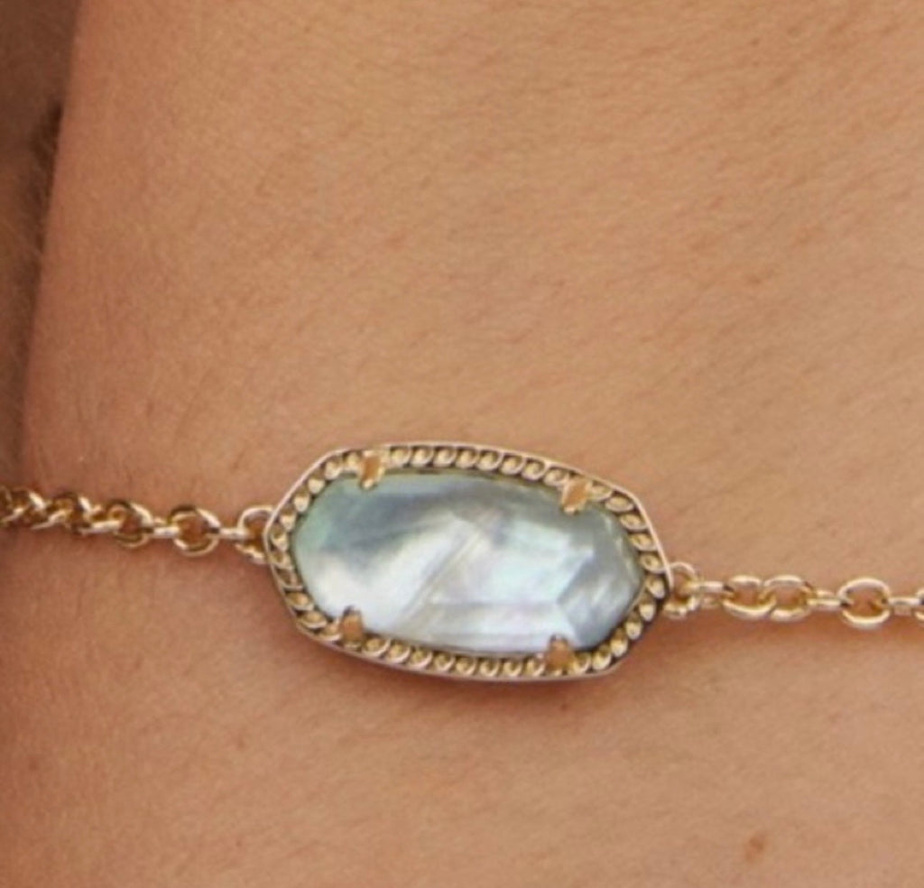 Kendra Scott Elaina Adjustable Bracelet Gold Light Blue Illusion