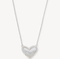 Kendra Scott Ari Heart Necklace Silver Mother of Pearl