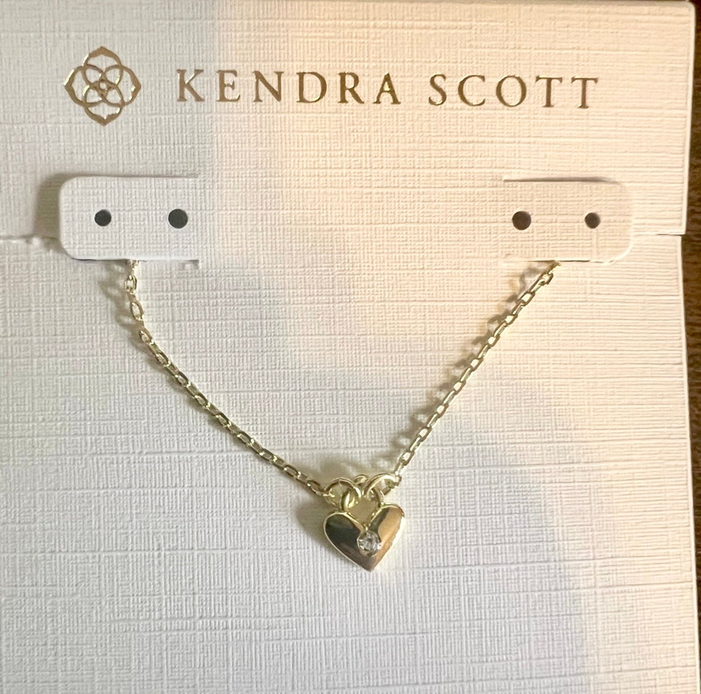 Kendra Scott 14K Gold Tiny Heart Padlock Necklace Diamond