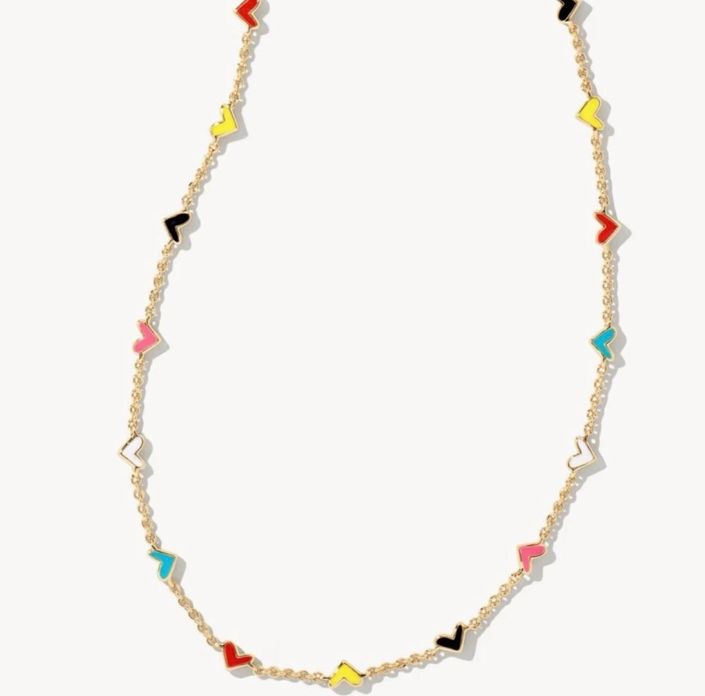Kendra Scott Haven Heart Necklace Gold Multi Color