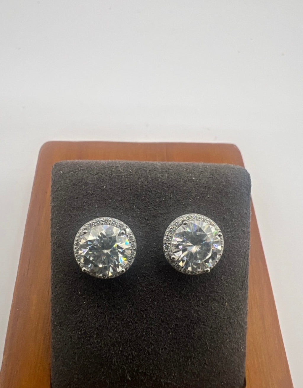 Sterling Silver Moissanite Halo Stud Earrings 4.27ctw