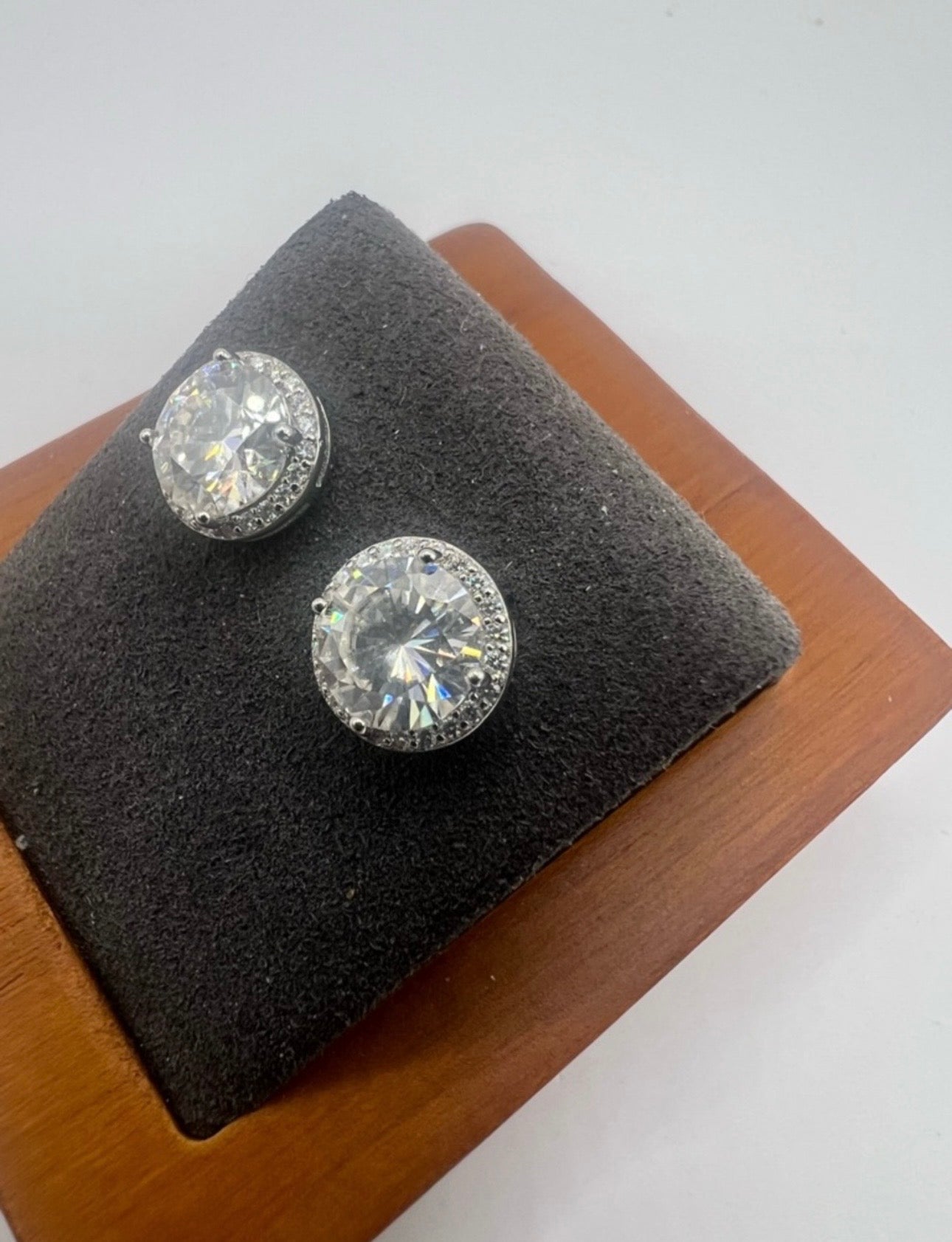 Sterling Silver Moissanite Halo Stud Earrings 4.27ctw