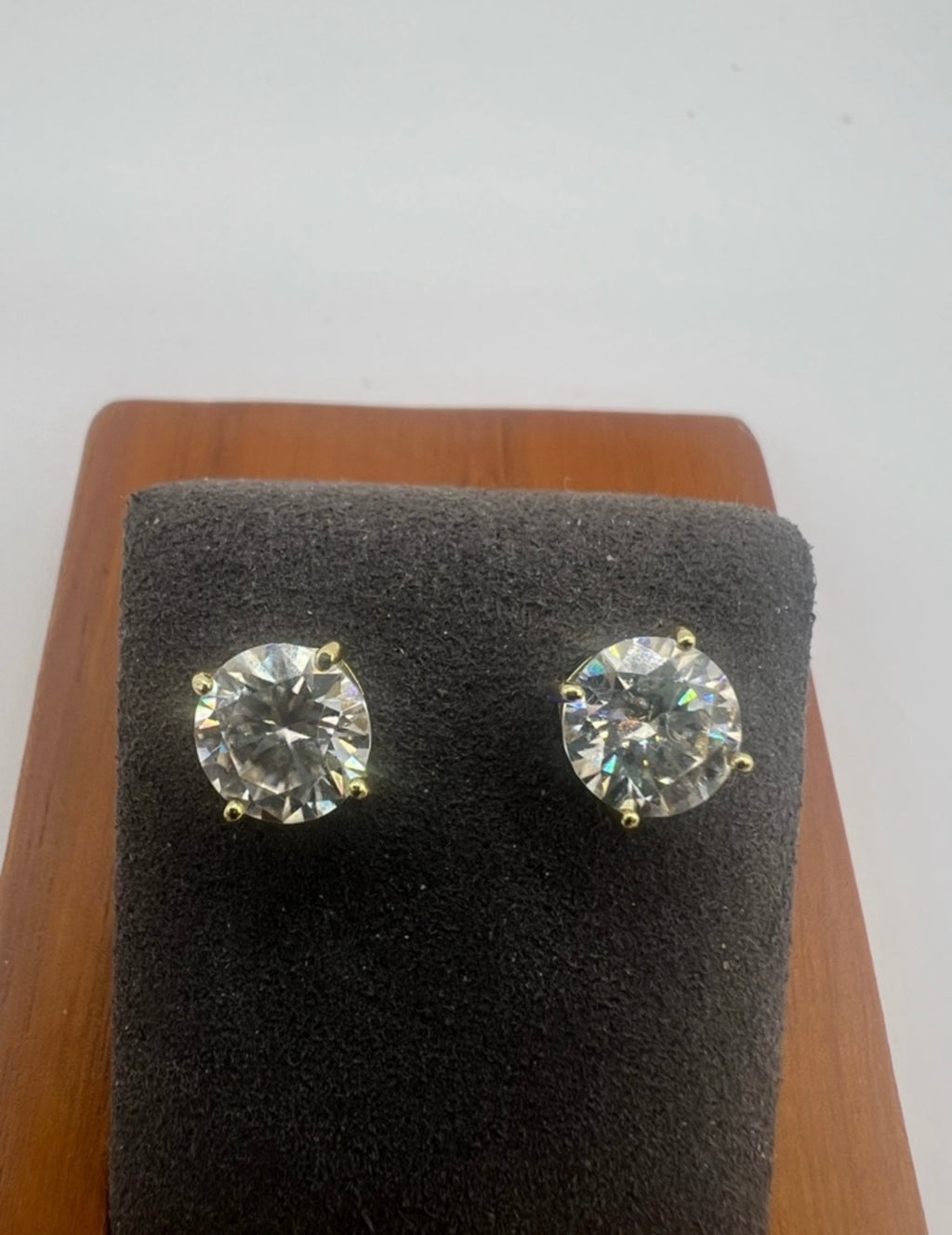 Gold Moissanite Stud Earrings 4ctw Sterling Silver
