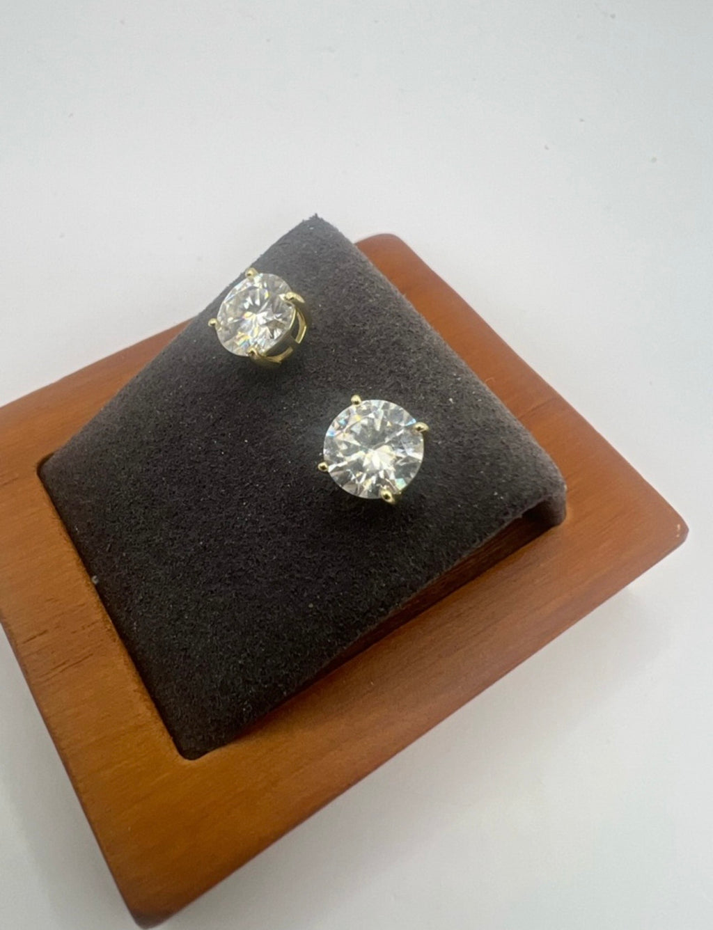 Gold Moissanite Stud Earrings 4ctw Sterling Silver