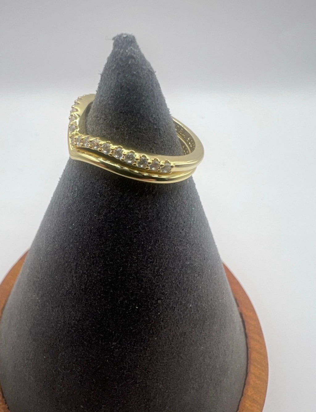 Kendra Scott Gold Wishbone Crystal Ring Set Size 8