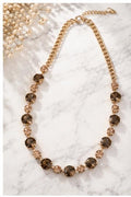 Mixed Crystal Statement Necklace – Gold