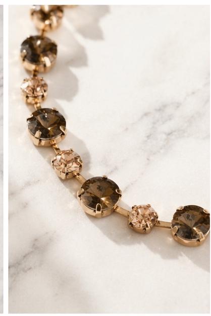 Mixed Crystal Statement Necklace – Gold