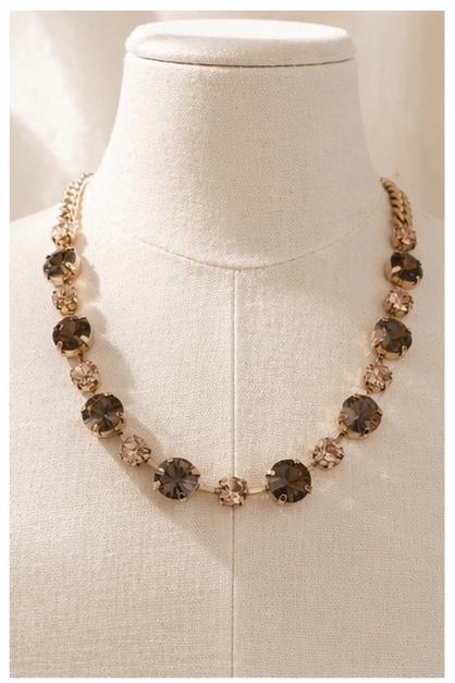 Mixed Crystal Statement Necklace – Gold