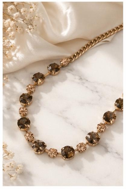 Mixed Crystal Statement Necklace – Gold