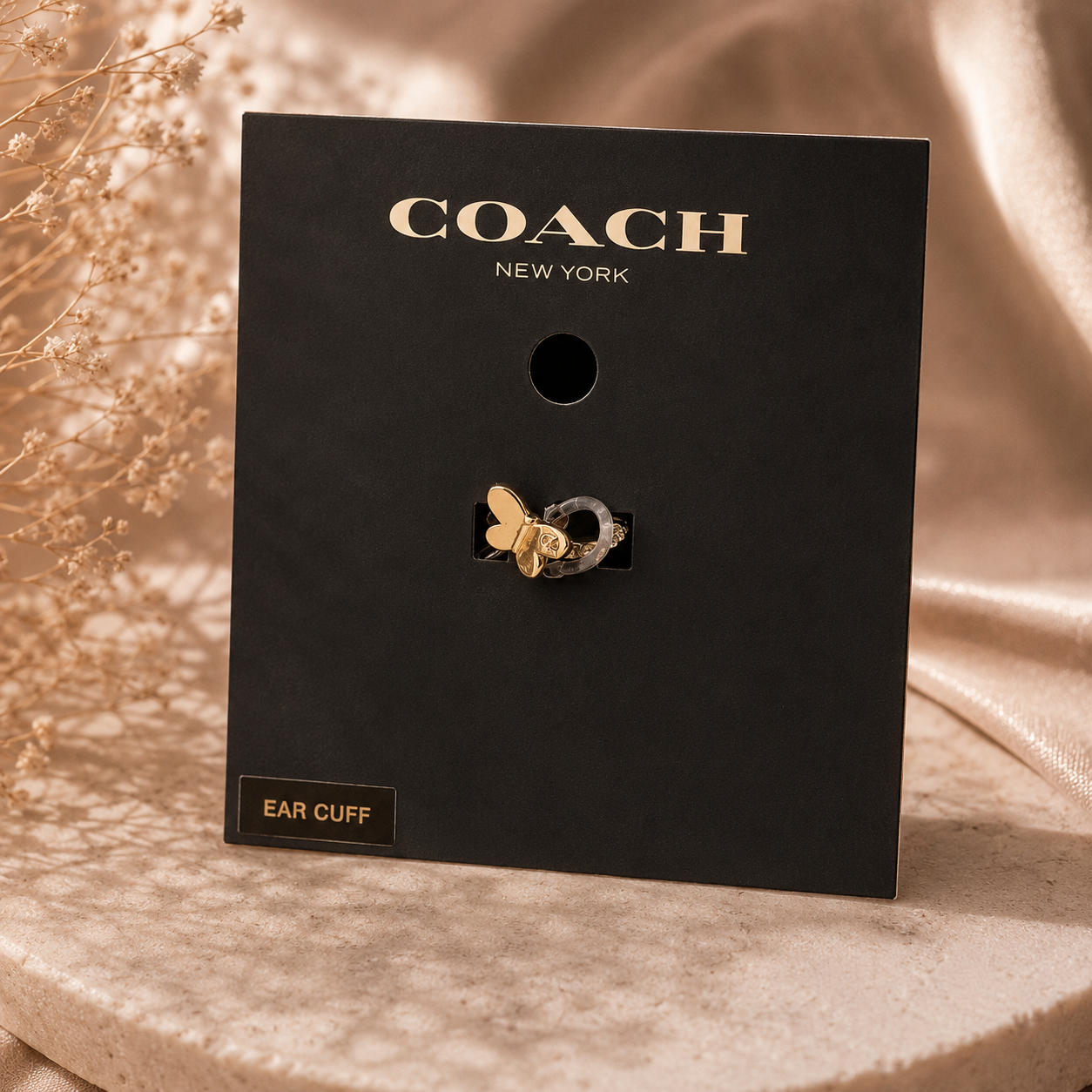 Coach Pave Butterfly Ear Cuff – Gold & Pink