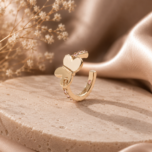 Coach Pave Butterfly Ear Cuff – Gold & Pink