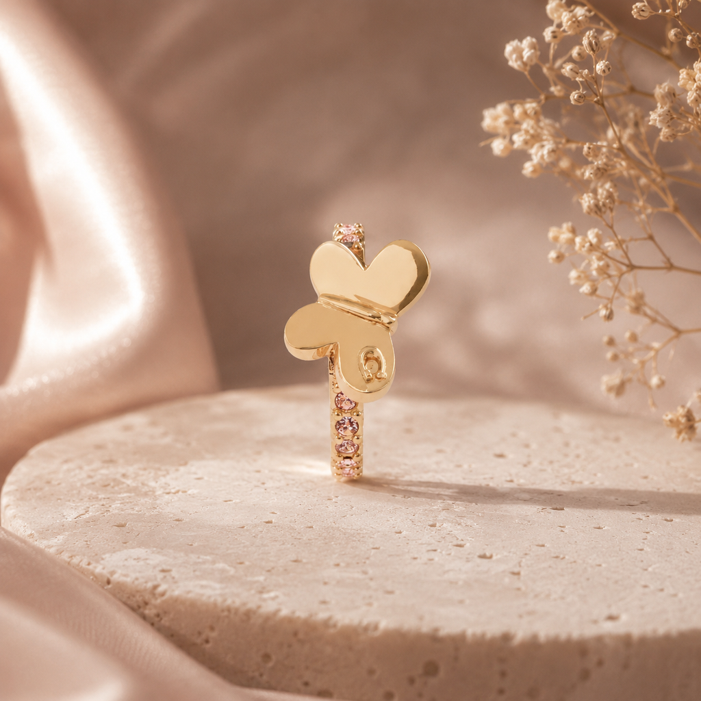 Coach Pave Butterfly Ear Cuff – Gold & Pink