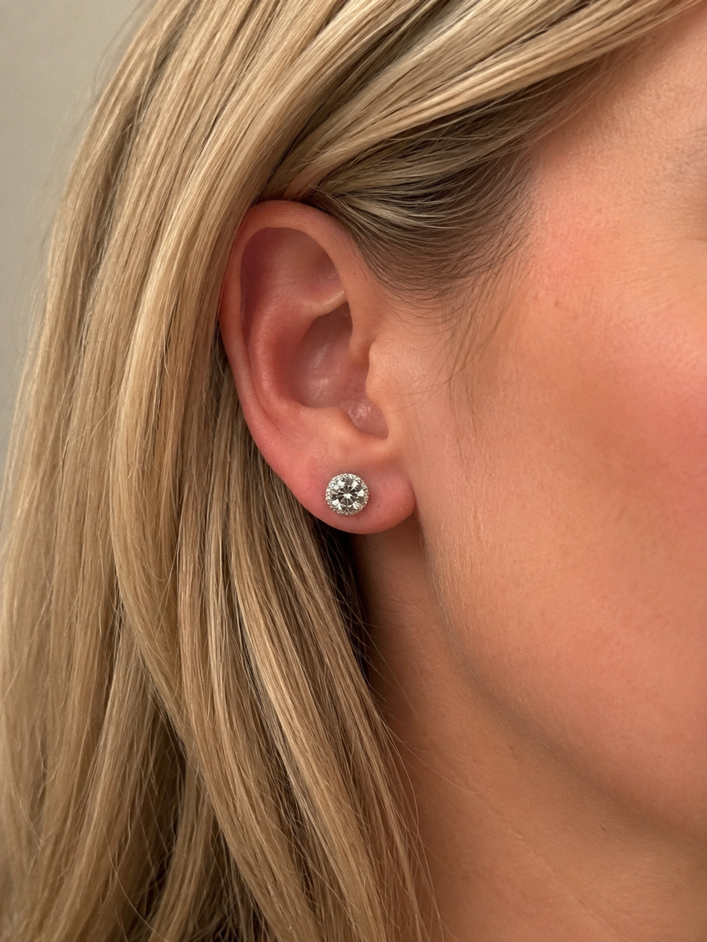 Sterling Silver Moissanite Halo Stud Earrings 4.27ctw