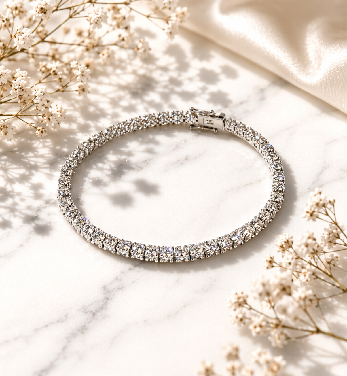 Moissanite Tennis Bracelet – 7” Silver