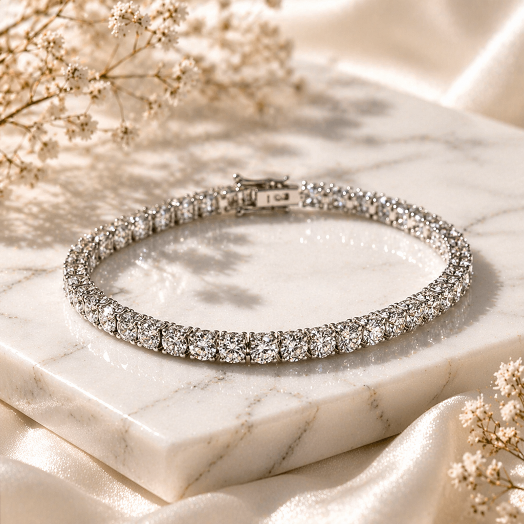 Moissanite Tennis Bracelet – 7” Silver