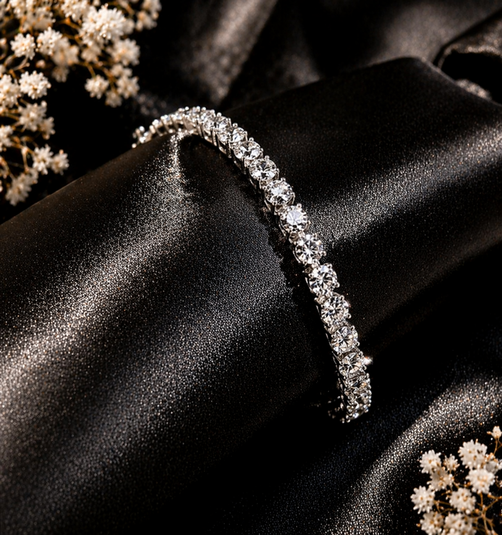Moissanite Tennis Bracelet – 7” Silver