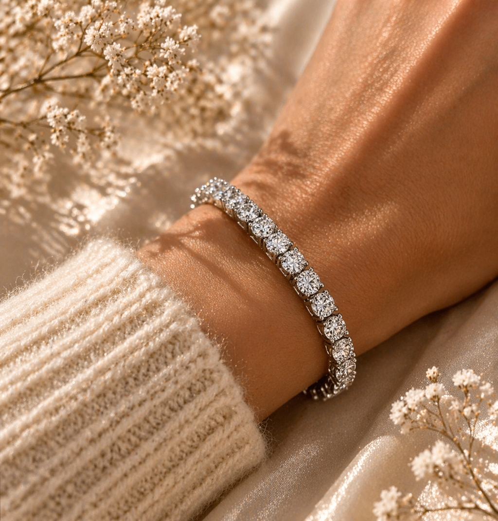 Moissanite Tennis Bracelet – 7” Silver