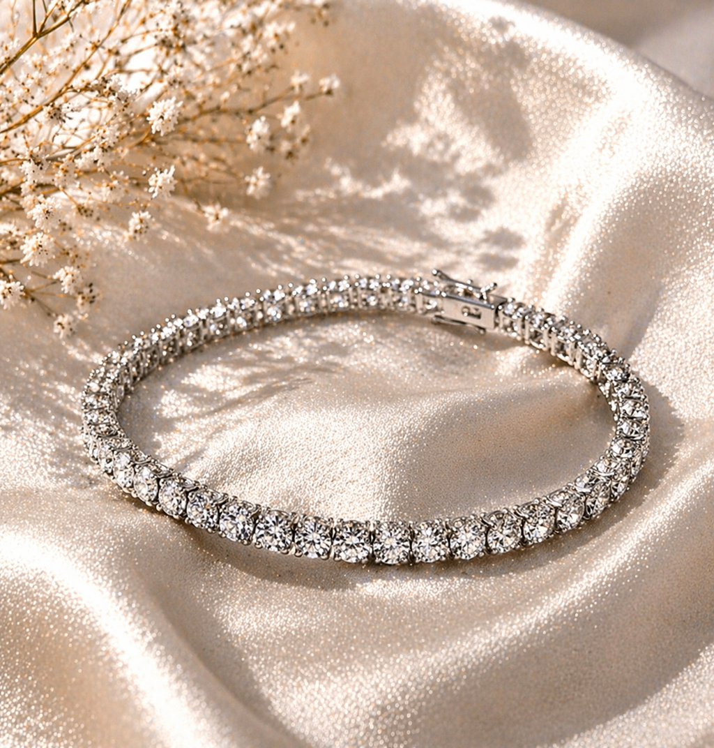 Moissanite Tennis Bracelet – 7” Silver