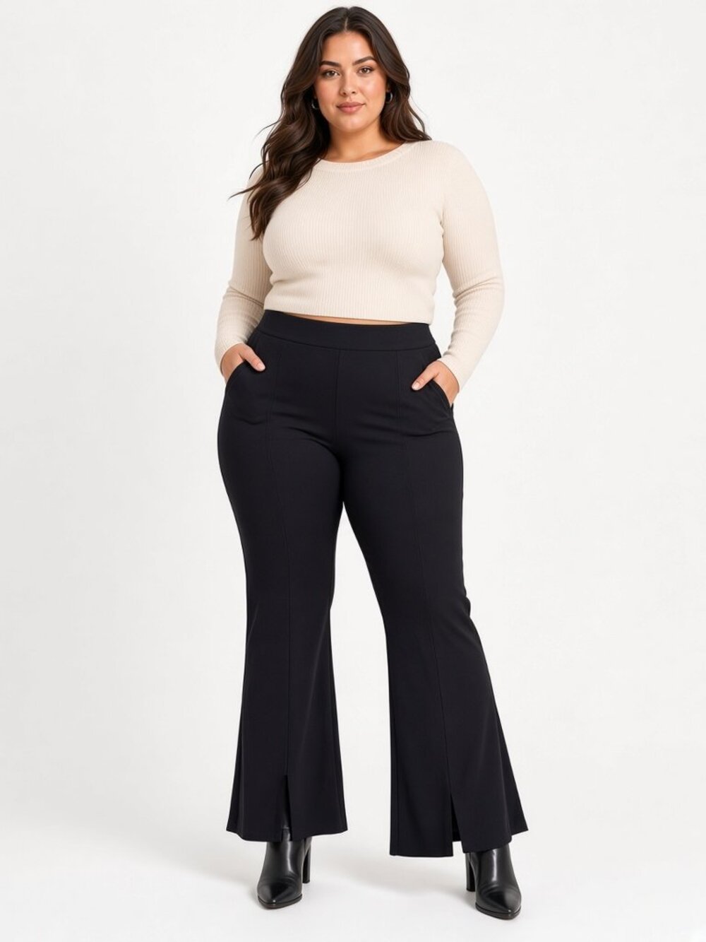 Torrid Black Flare Leggings, Front Pockets, Hem Slit, Torrid 3