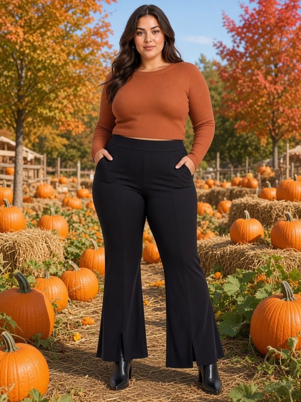 Torrid Black Flare Leggings, Front Pockets, Hem Slit, Torrid 3