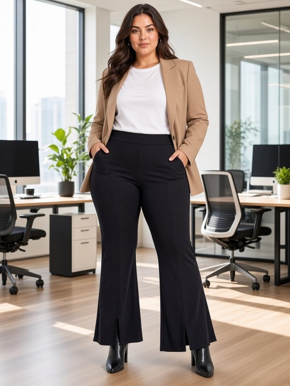 Torrid Black Flare Leggings, Front Pockets, Hem Slit, Torrid 3