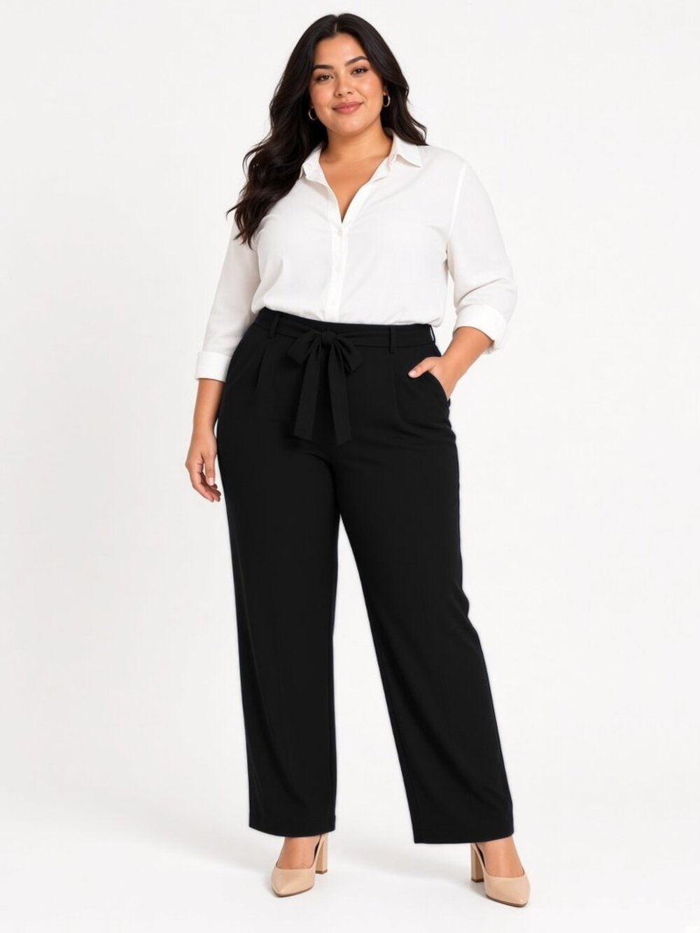 Studio by Torrid Black Tie-Waist Loose Flowy Pull-On Work Pants, Torrid 3