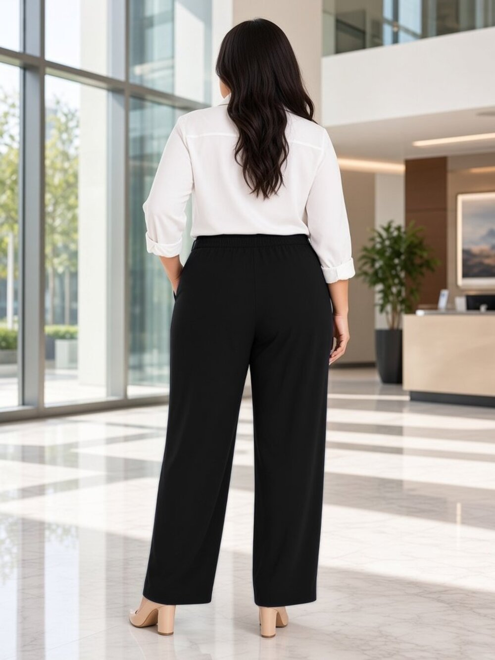 Studio by Torrid Black Tie-Waist Loose Flowy Pull-On Work Pants, Torrid 3