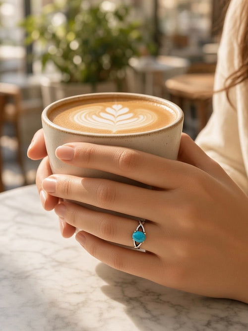 Brand New Silver "Sleeping Beauty" Turquoise Ring