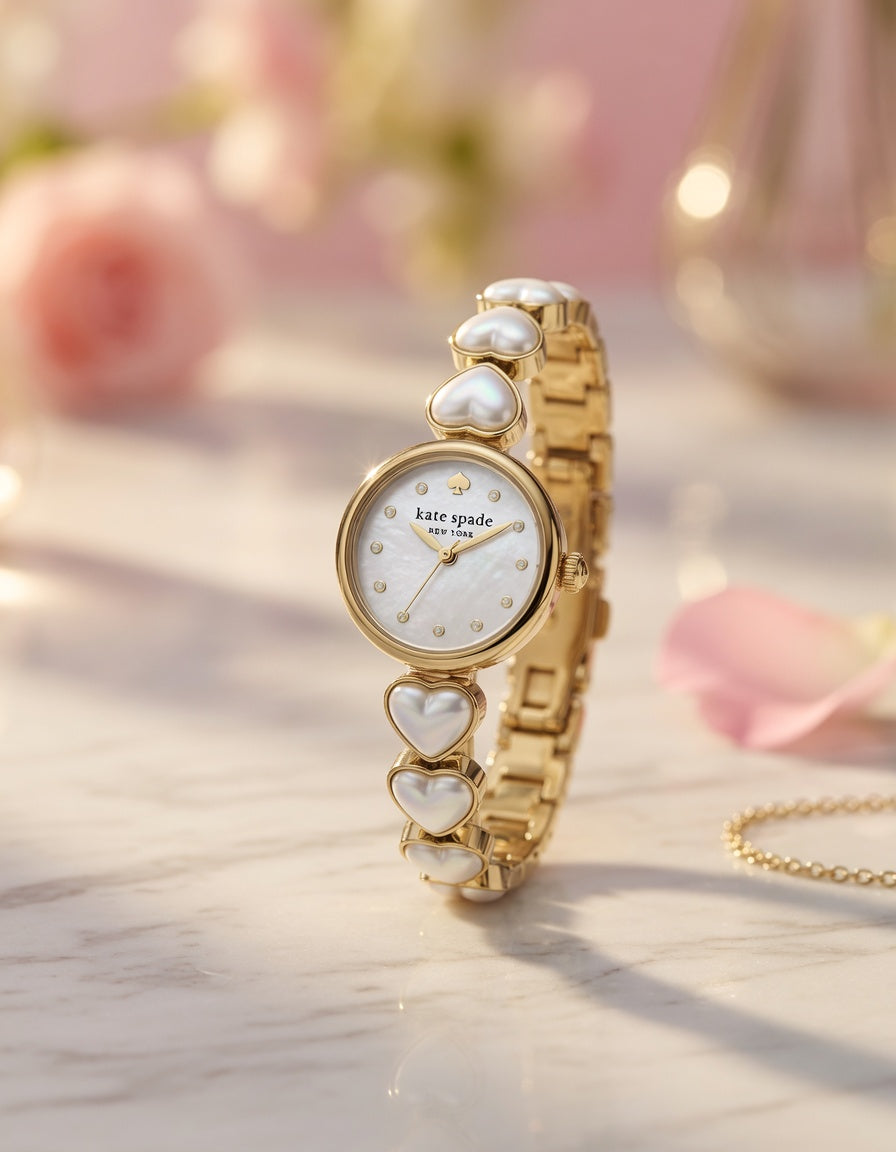 Kate Spade Heart Bracelet Watch Gold Mother of Pearl