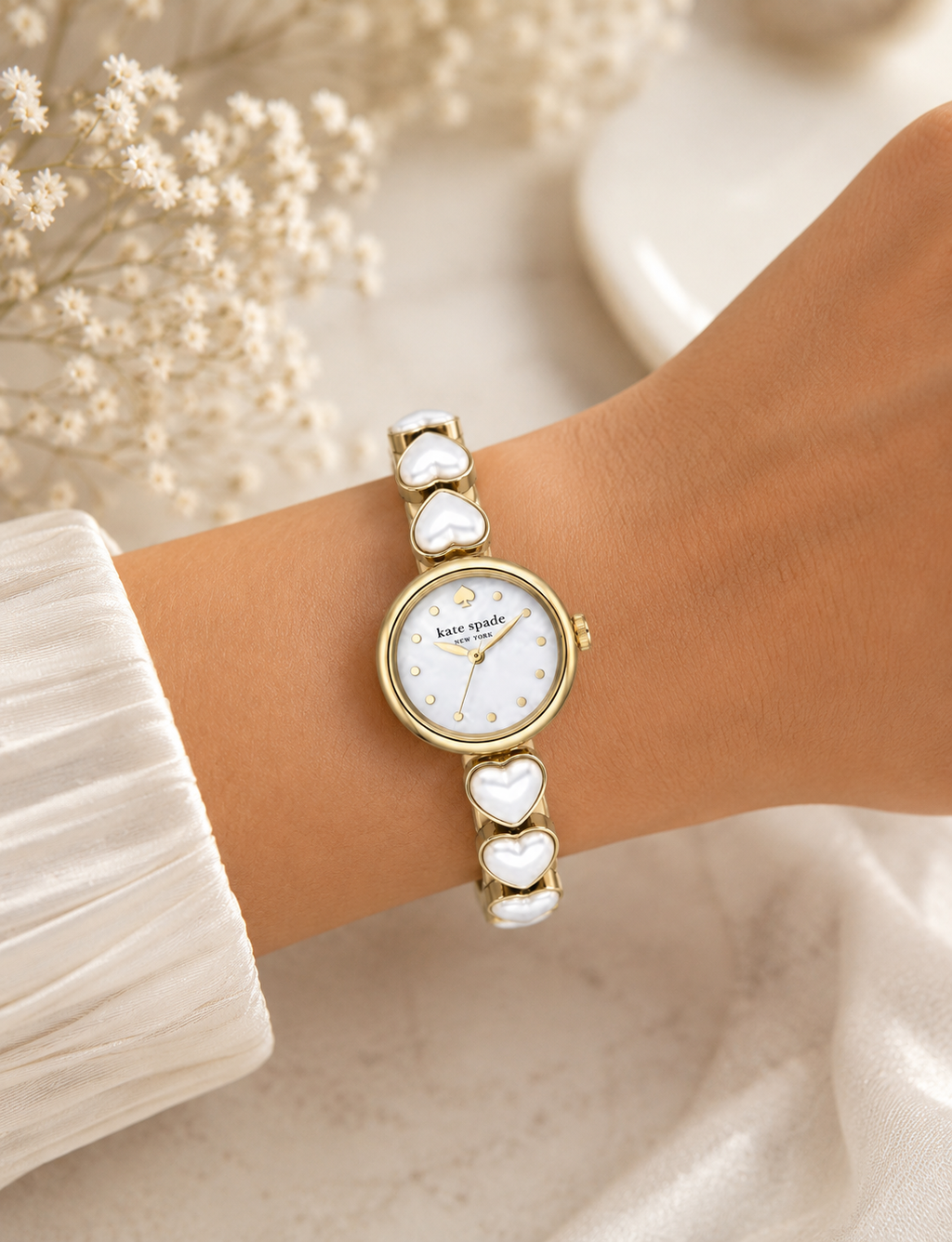 Kate Spade Heart Bracelet Watch Gold Mother of Pearl